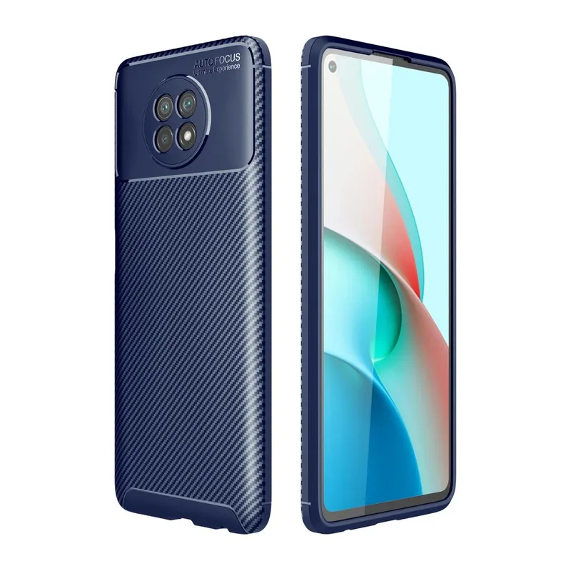Xiaomi Redmi Note 9 5G Uyumlu Kılıf Auto Focus Karbon Kapak - Lacivert
