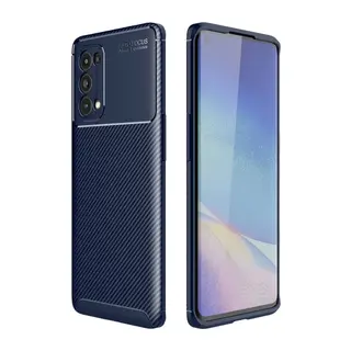 Oppo Reno 5 Pro Uyumlu Kılıf Auto Focus Karbon Kapak - Lacivert