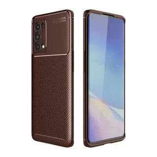 Oppo Reno 5 Pro Kılıf Auto Focus Karbon Kapak - Kahverengi