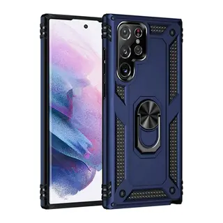 Samsung Galaxy S21 Ultra Kılıf Sofya Yüzüklü Silikon Kapak - Lacivert