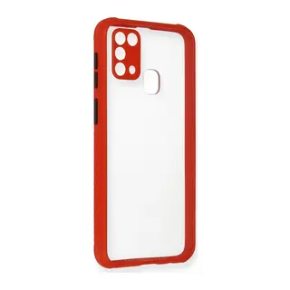 Samsung Galaxy M31 Kılıf Miami Şeffaf Silikon - Kırmızı