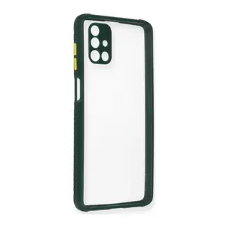 Samsung Galaxy M51 Kılıf Miami Şeffaf Silikon - Koyu Yeşil