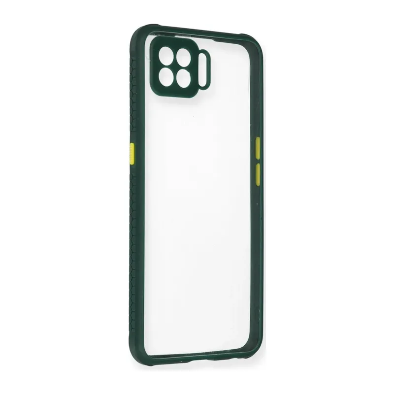 Oppo A73 Kılıf Miami Şeffaf Silikon - Koyu Yeşil