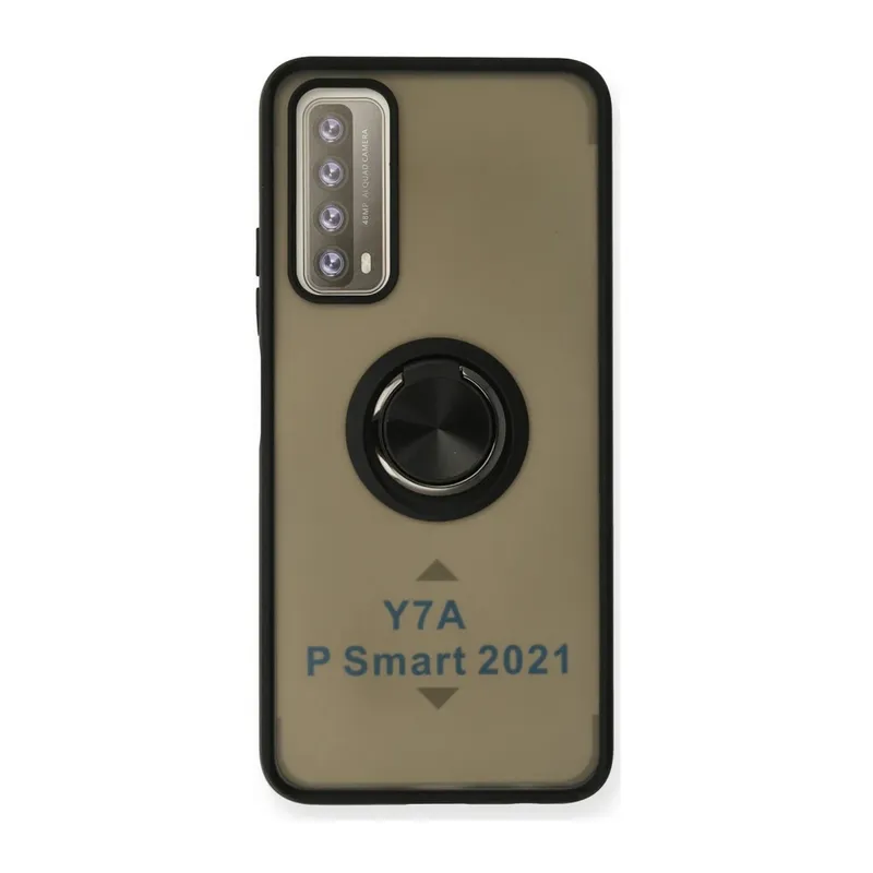 Huawei P Smart 2021 Uyumlu Kılıf Montreal Yüzüklü Silikon Kapak - Siyah