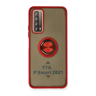 Huawei P Smart 2021 Uyumlu Kılıf Montreal Yüzüklü Silikon Kapak - Kırmızı