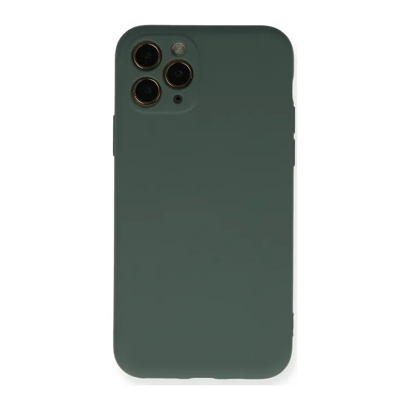 Apple iPhone 11 Pro Kılıf Nano içi Kadife Silikon - Koyu Yeşil