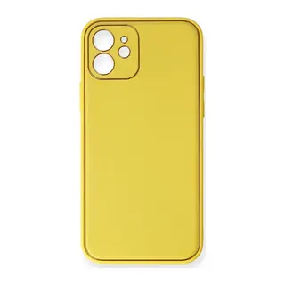 Apple iPhone 12 Kılıf Coco Deri Silikon Kapak - Sarı