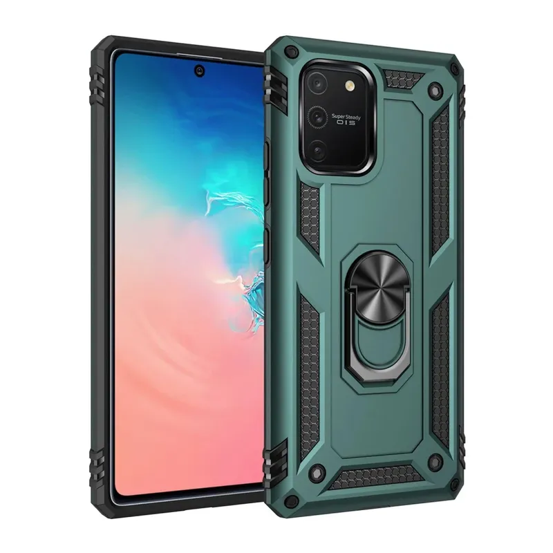 Samsung Galaxy A91 / S10 Lite Uyumlu Kılıf Sofya Yüzüklü Silikon Kapak - Yeşil