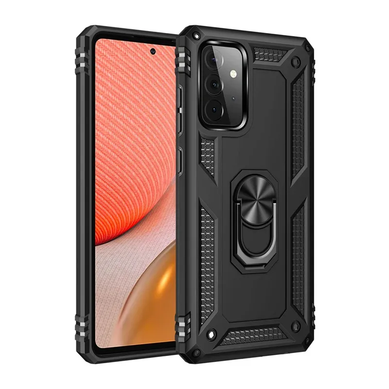 Samsung Galaxy A72 Uyumlu Kılıf Sofya Yüzüklü Silikon Kapak - Siyah