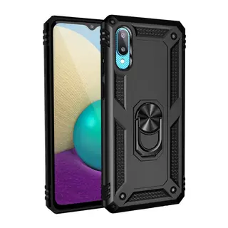 Samsung Galaxy A02 Uyumlu Kılıf Sofya Yüzüklü Silikon Kapak - Siyah