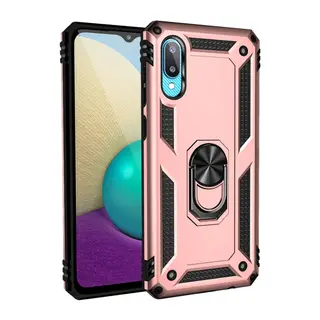 Samsung Galaxy A02 Uyumlu Kılıf Sofya Yüzüklü Silikon Kapak - Rose