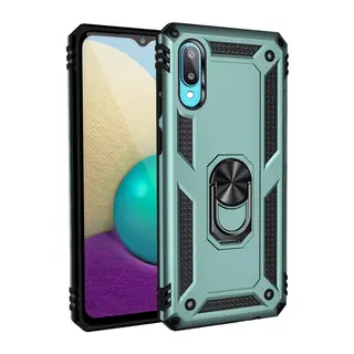 Samsung Galaxy A02 Uyumlu Kılıf Sofya Yüzüklü Silikon Kapak - Yeşil