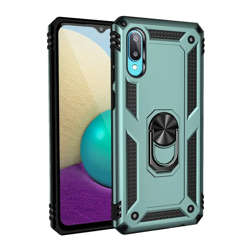 Samsung Galaxy A02 Uyumlu Kılıf Sofya Yüzüklü Silikon Kapak - Yeşil