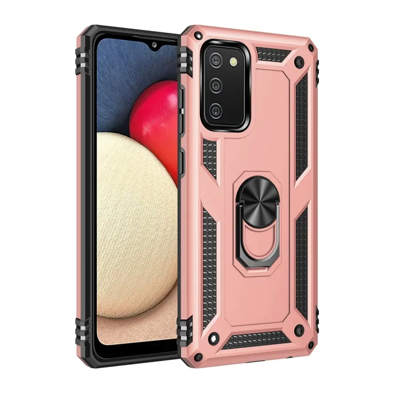 Samsung Galaxy A02S Uyumlu Kılıf Sofya Yüzüklü Silikon Kapak - Rose