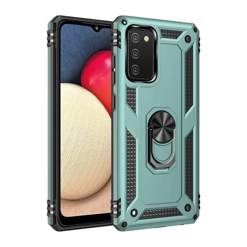 Samsung Galaxy A02S Uyumlu Kılıf Sofya Yüzüklü Silikon Kapak - Yeşil