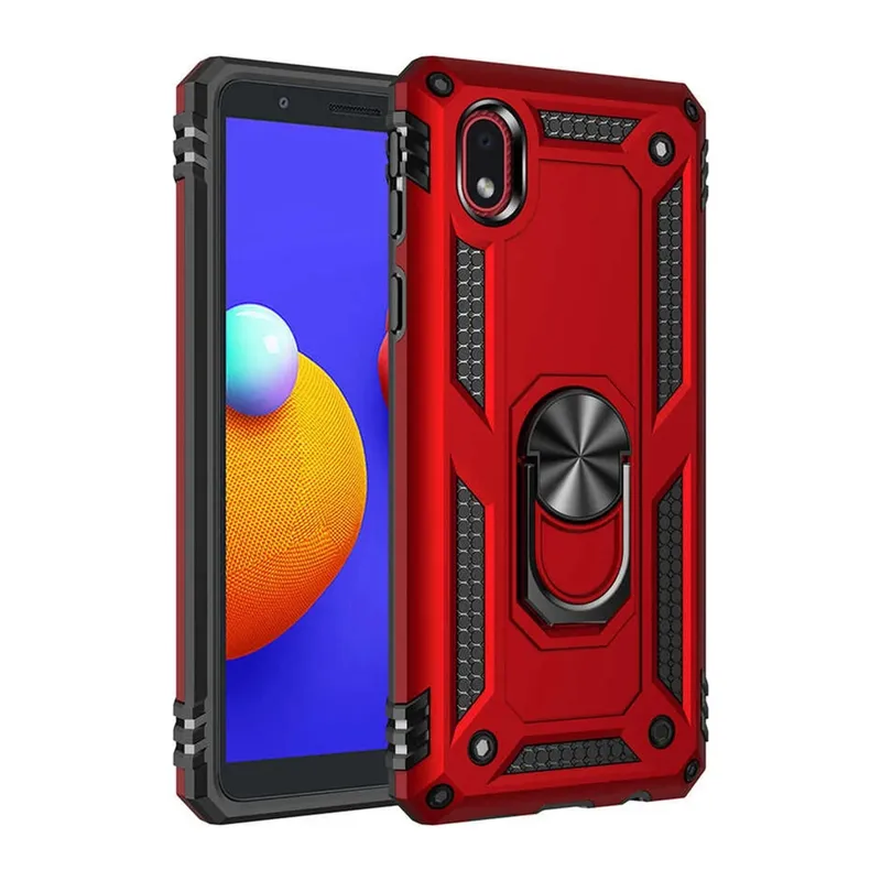 Samsung Galaxy A01 Core Uyumlu Kılıf Sofya Yüzüklü Silikon Kapak - Kırmızı