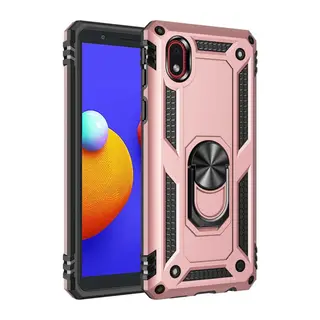 Samsung Galaxy A01 Core Uyumlu Kılıf Sofya Yüzüklü Silikon Kapak - Rose