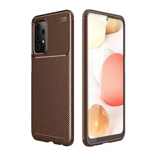 Samsung Galaxy A52 Uyumlu Kılıf Auto Focus Karbon Kapak - Kahverengi