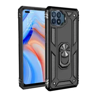 Oppo Reno 4 Lite Uyumlu Kılıf Sofya Yüzüklü Silikon Kapak - Siyah