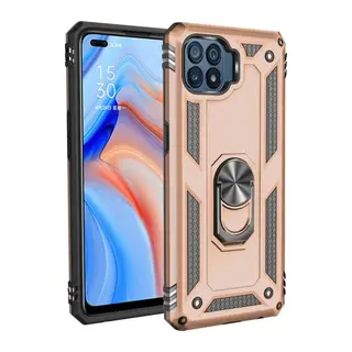 Oppo Reno 4 Lite Uyumlu Kılıf Sofya Yüzüklü Silikon Kapak - Gold