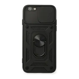 Apple iPhone 6 Uyumlu Kılıf Pars Lens Yüzüklü Silikon - Siyah