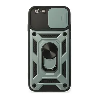 Apple iPhone 6 Uyumlu Kılıf Pars Lens Yüzüklü Silikon - Yeşil