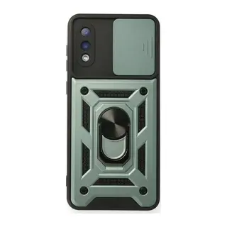 Samsung Galaxy A02 Uyumlu Kılıf Pars Lens Yüzüklü Silikon - Yeşil