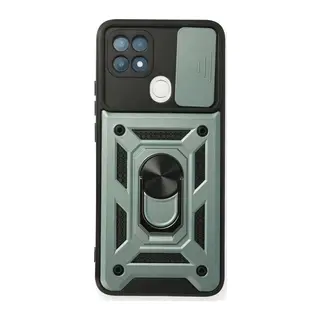 Oppo A15 Uyumlu Kılıf Pars Lens Yüzüklü Silikon - Yeşil