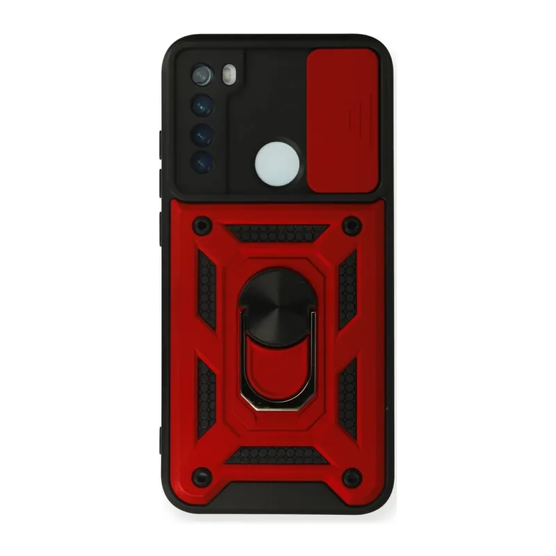 Xiaomi Redmi Note 8 Uyumlu Kılıf Pars Lens Yüzüklü Silikon - Kırmızı