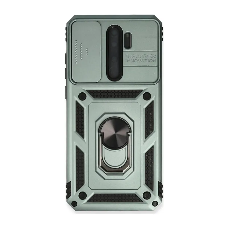 Xiaomi Redmi Note 8 Pro Uyumlu Kılıf Pars Lens Yüzüklü Silikon - Yeşil