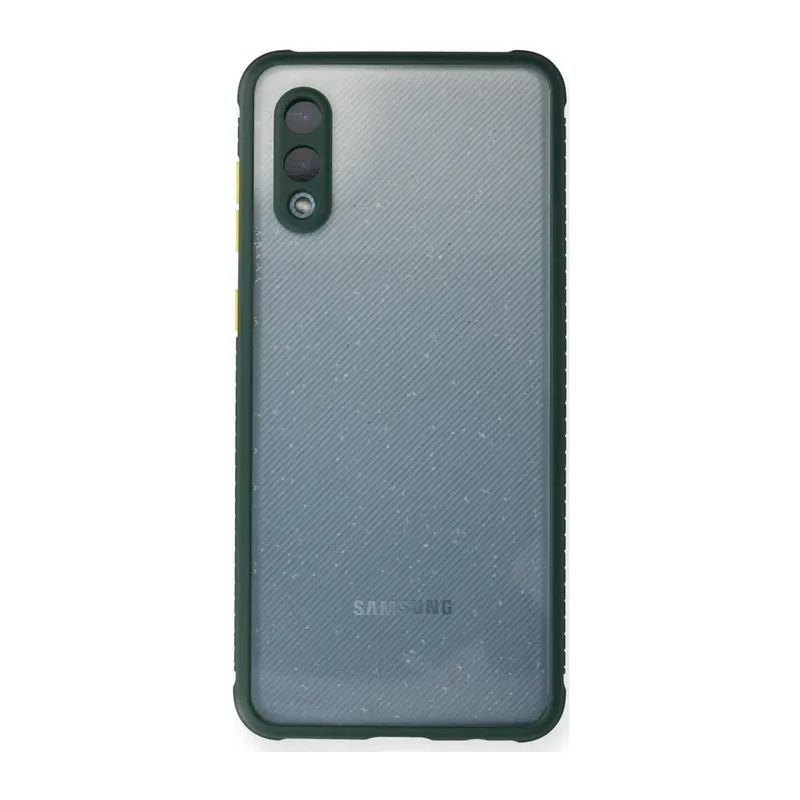 Samsung Galaxy A02 Uyumlu Kılıf Miami Şeffaf Silikon - Koyu Yeşil