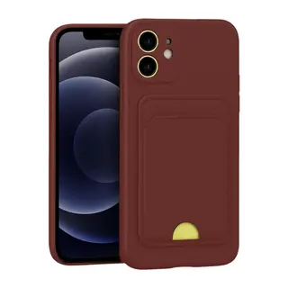 Apple iPhone 11 Uyumlu Kılıf Kelvin Kartvizitli Silikon - Bordo
