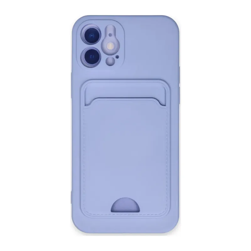 Apple iPhone 12 Uyumlu Kılıf Kelvin Kartvizitli Silikon - Lila