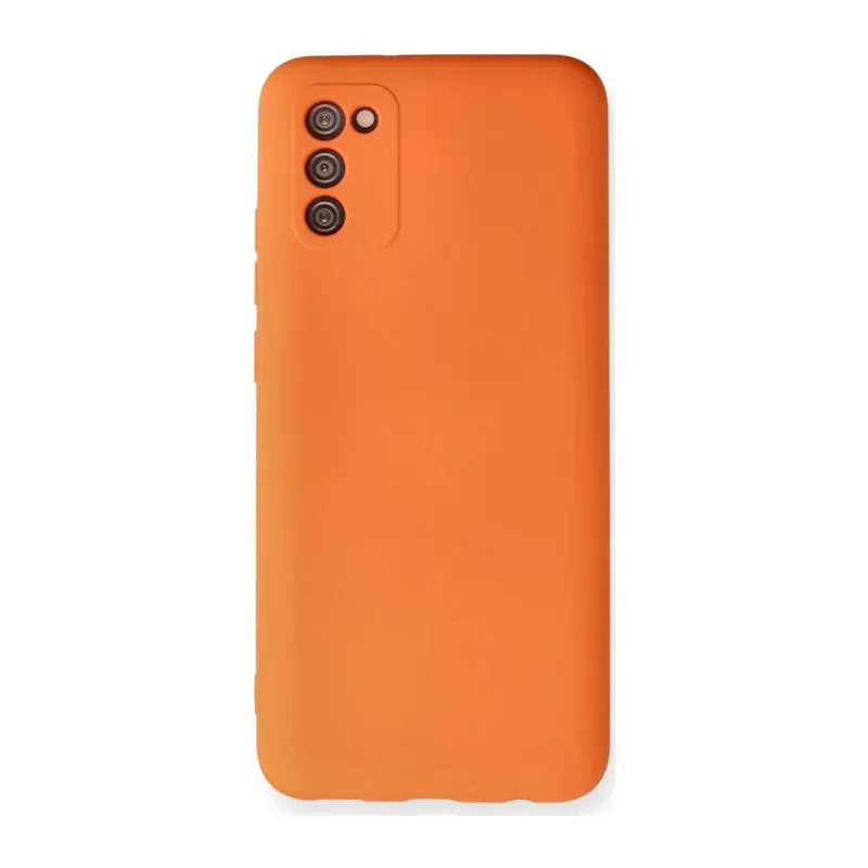 Samsung Galaxy A02S Uyumlu Kılıf Nano içi Kadife Silikon - Turuncu