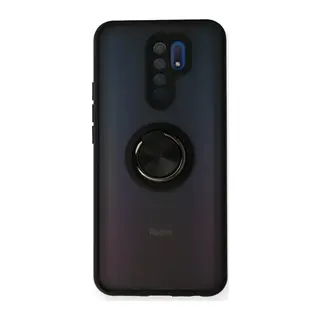 Xiaomi Redmi 9 Uyumlu Kılıf Montreal Yüzüklü Silikon Kapak - Siyah