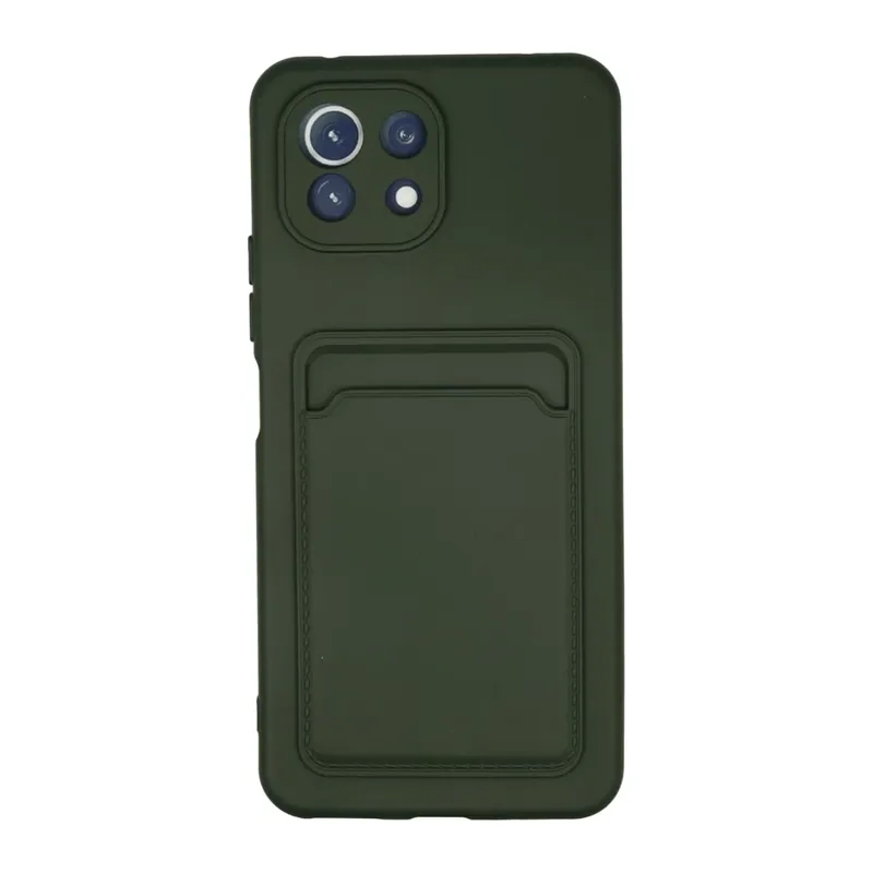 Xiaomi Mi 11 Uyumlu Kılıf Kelvin Kartvizitli Silikon - Koyu Yeşil