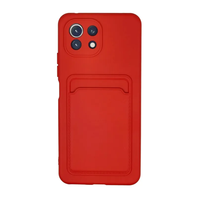 Xiaomi Mİ 11 Lite Uyumlu Kılıf Kelvin Kartvizitli Silikon - Kırmızı