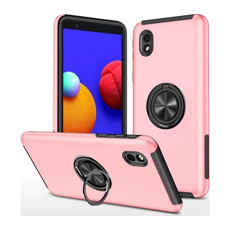 Samsung Galaxy A01 Core Uyumlu Kılıf Elit Yüzüklü Kapak - Pembe