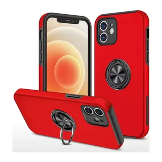 Apple iPhone 12 Mini Uyumlu Kılıf Elit Yüzüklü Kapak - Kırmızı