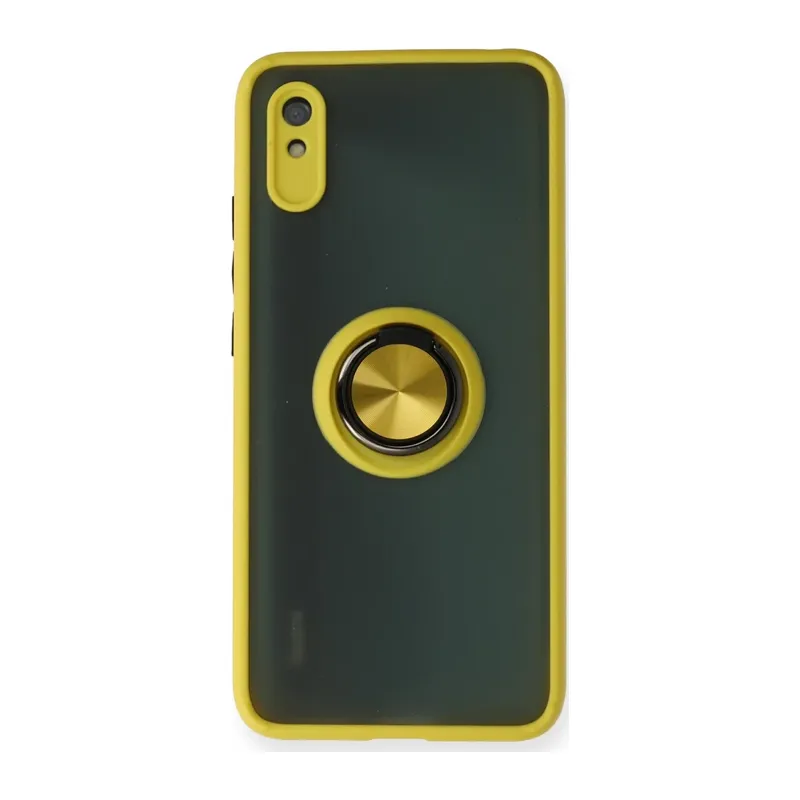 Xiaomi Redmi 9A Uyumlu Kılıf Montreal Yüzüklü Silikon Kapak - Sarı