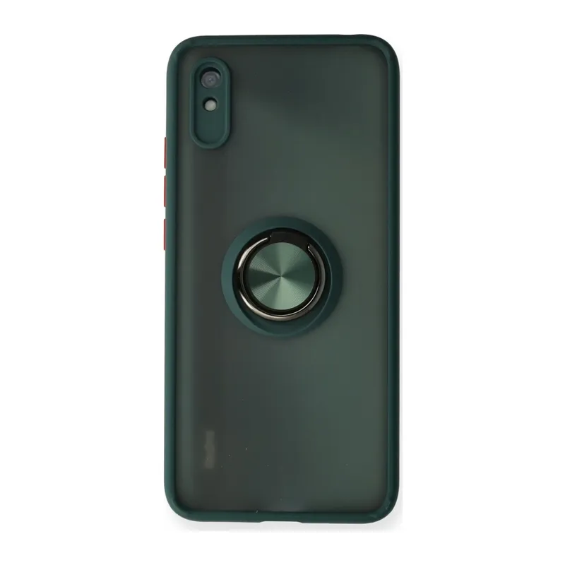 Xiaomi Redmi 9A Uyumlu Kılıf Montreal Yüzüklü Silikon Kapak - Yeşil