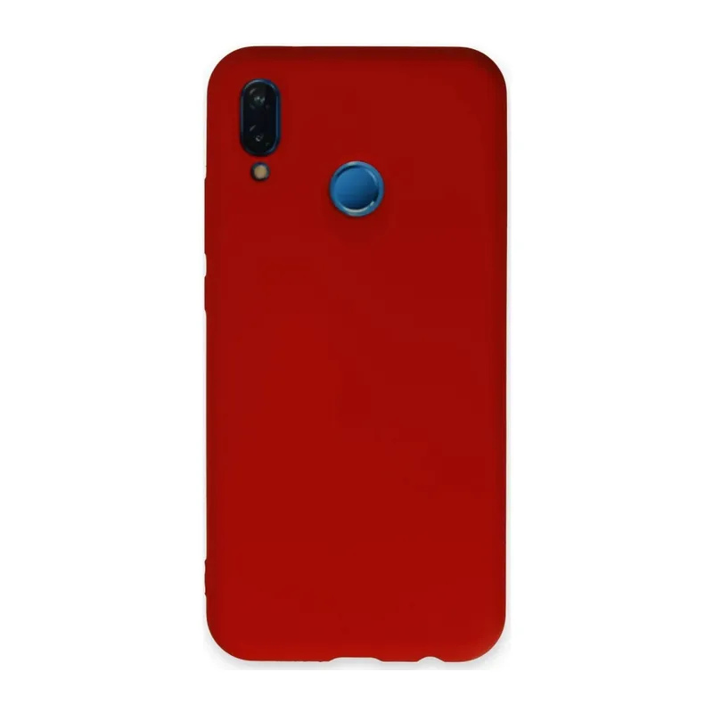 Huawei P20 Lite Uyumlu Kılıf Nano içi Kadife Silikon - Kırmızı