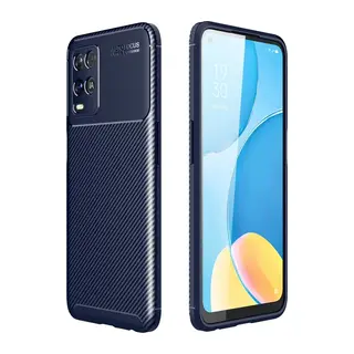 Oppo A54 4G Uyumlu Kılıf Auto Focus Karbon Kapak - Lacivert