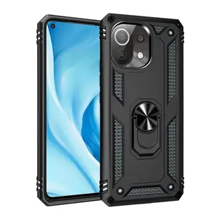 Xiaomi Mİ 11 Lite Uyumlu Kılıf Sofya Yüzüklü Silikon Kapak - Siyah