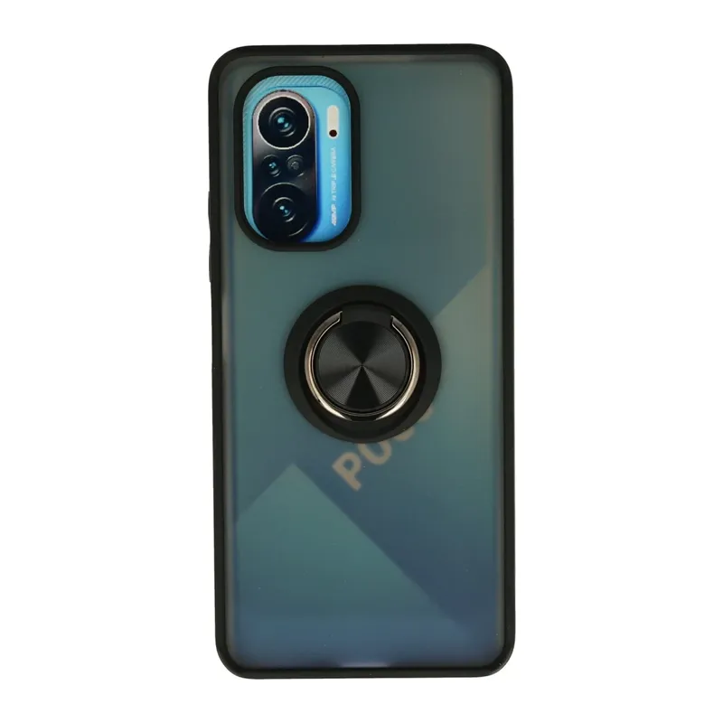 Xiaomi Redmi K40 Uyumlu Kılıf Montreal Yüzüklü Silikon Kapak - Siyah