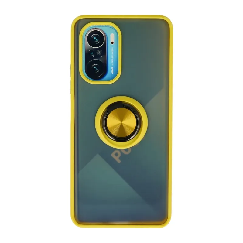 Xiaomi Redmi K40 Uyumlu Kılıf Montreal Yüzüklü Silikon Kapak - Sarı