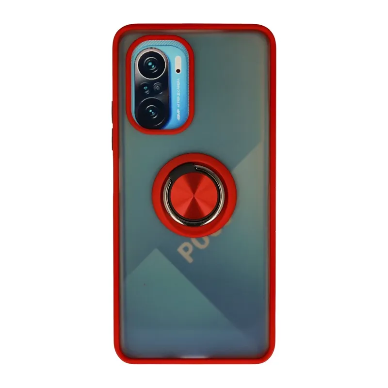 Xiaomi Redmi K40 Uyumlu Kılıf Montreal Yüzüklü Silikon Kapak - Kırmızı
