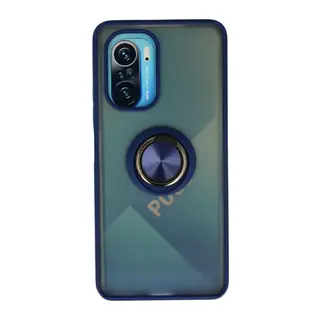 Xiaomi Redmi K40 Uyumlu Kılıf Montreal Yüzüklü Silikon Kapak - Lacivert