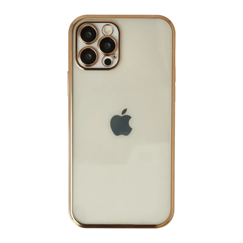 Apple iPhone 12 Pro Max Uyumlu Kılıf Lensli Silikon - Gold
