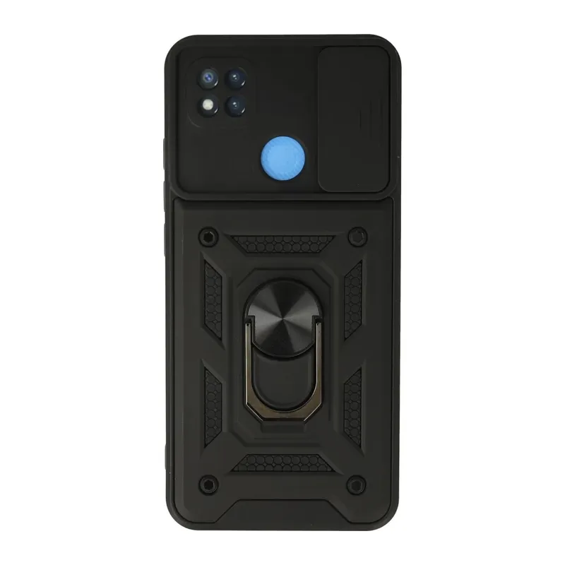 Xiaomi Redmi 9C Uyumlu Kılıf Pars Lens Yüzüklü Silikon - Siyah